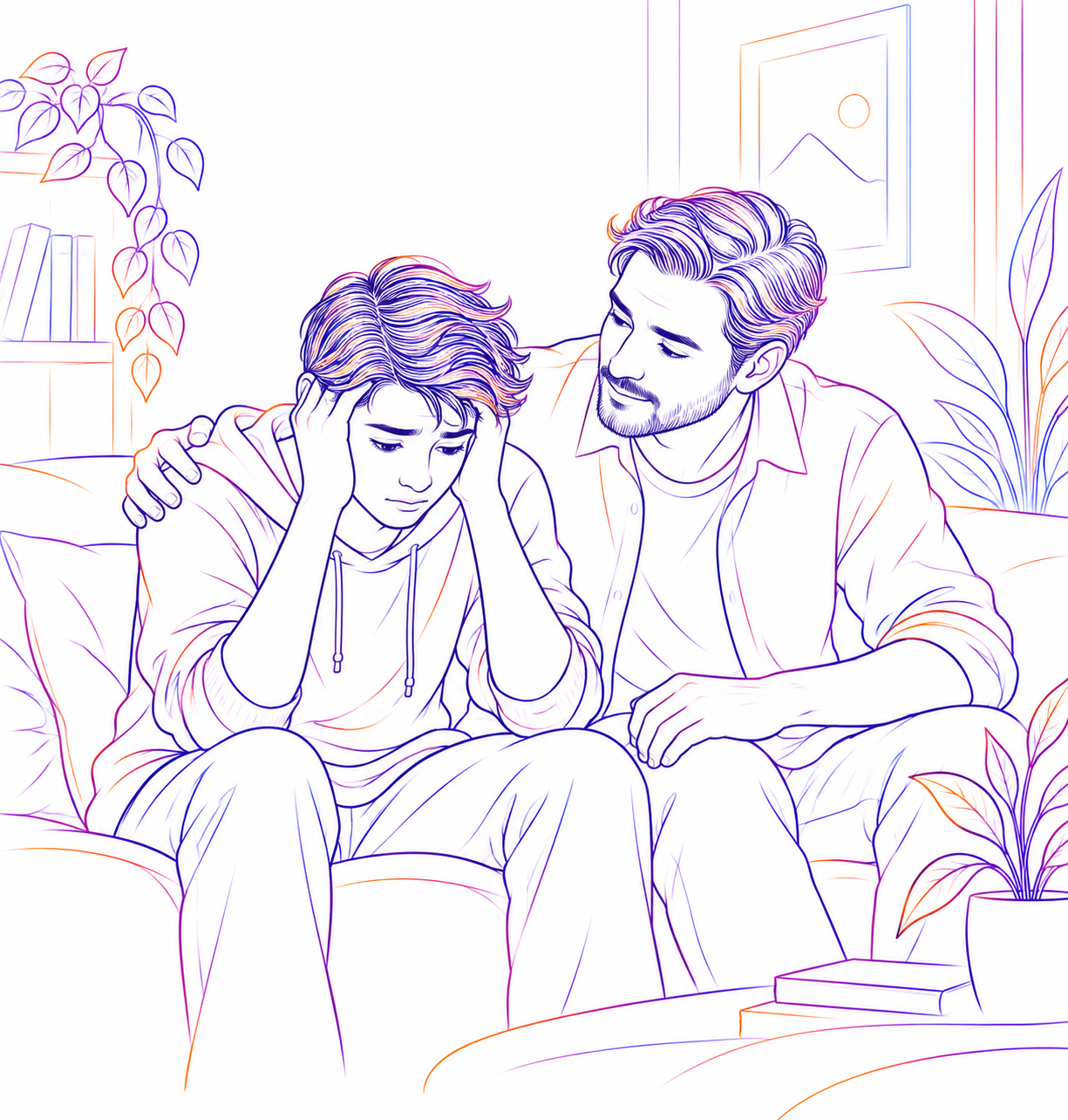 Father supporting his son