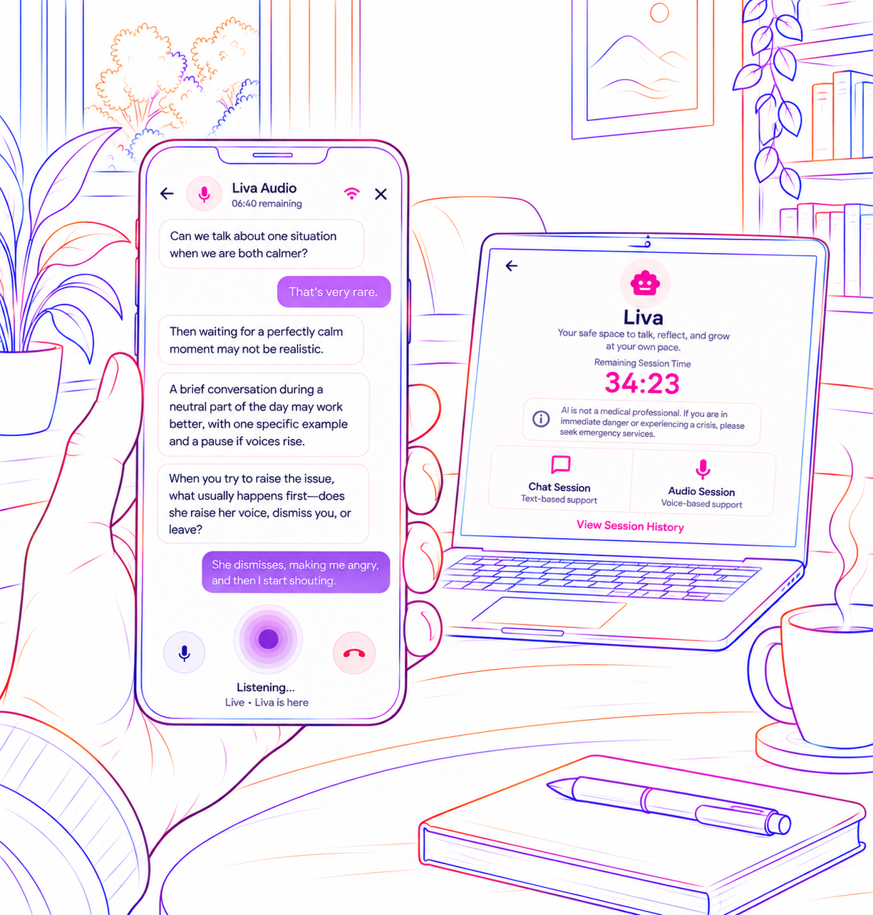 Mjuzi AI wellness product screen